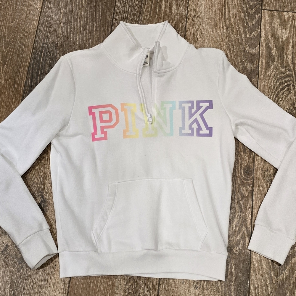 PINK Victoria's Secret White Sweatshirt SMALL